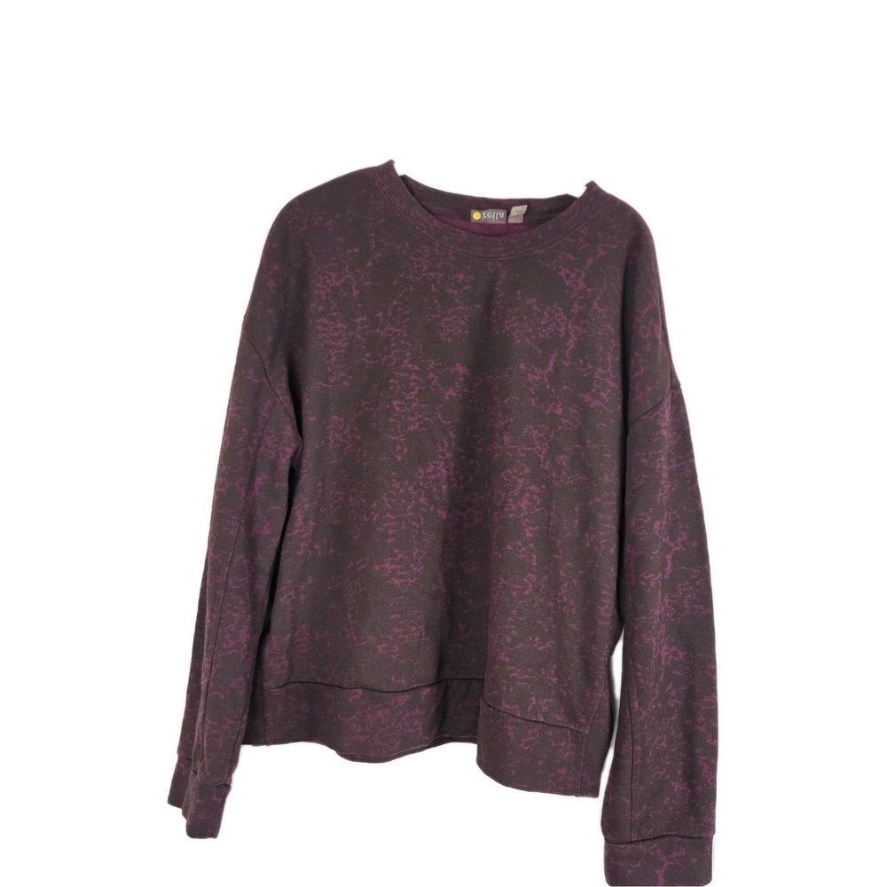 Zella Coastal Side Slit Marbled Maroon Purple Womens Boxy Fir Sz Medium